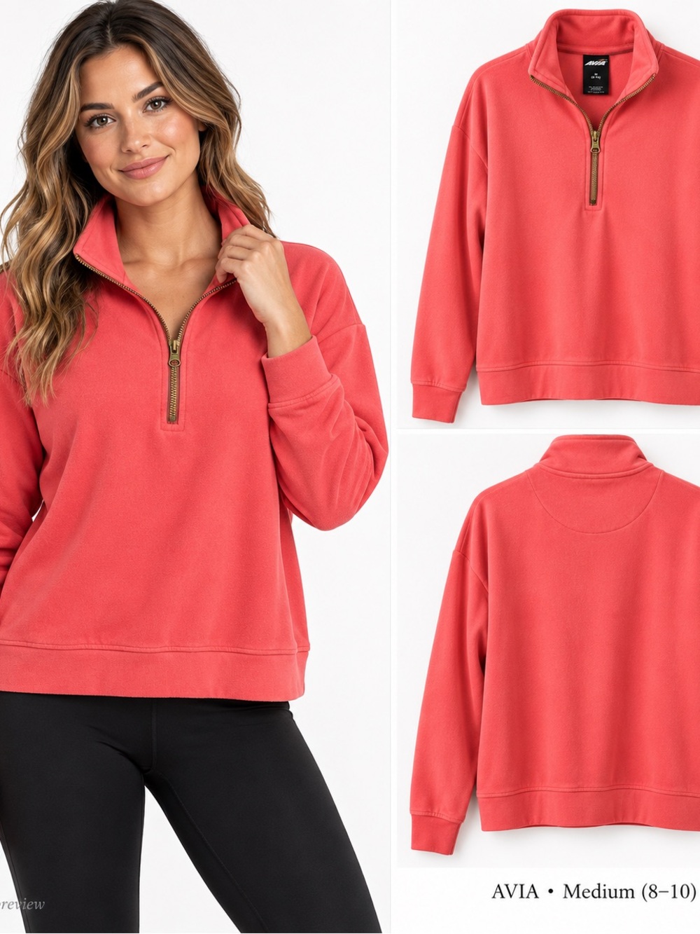 Avia Coral Half-Zip Pullover Sweatshirt